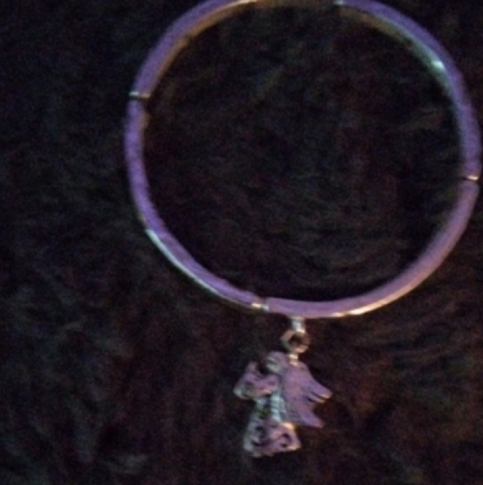 Source Unknown Purple Bracelet with Angel Charm